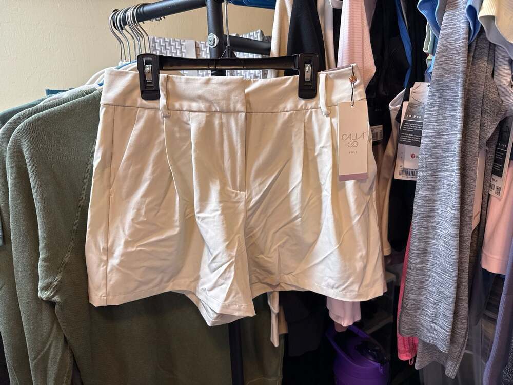CALIA Women's High-Rise 4" Inseam Traditional Golf Shorts Light Sand Size 4